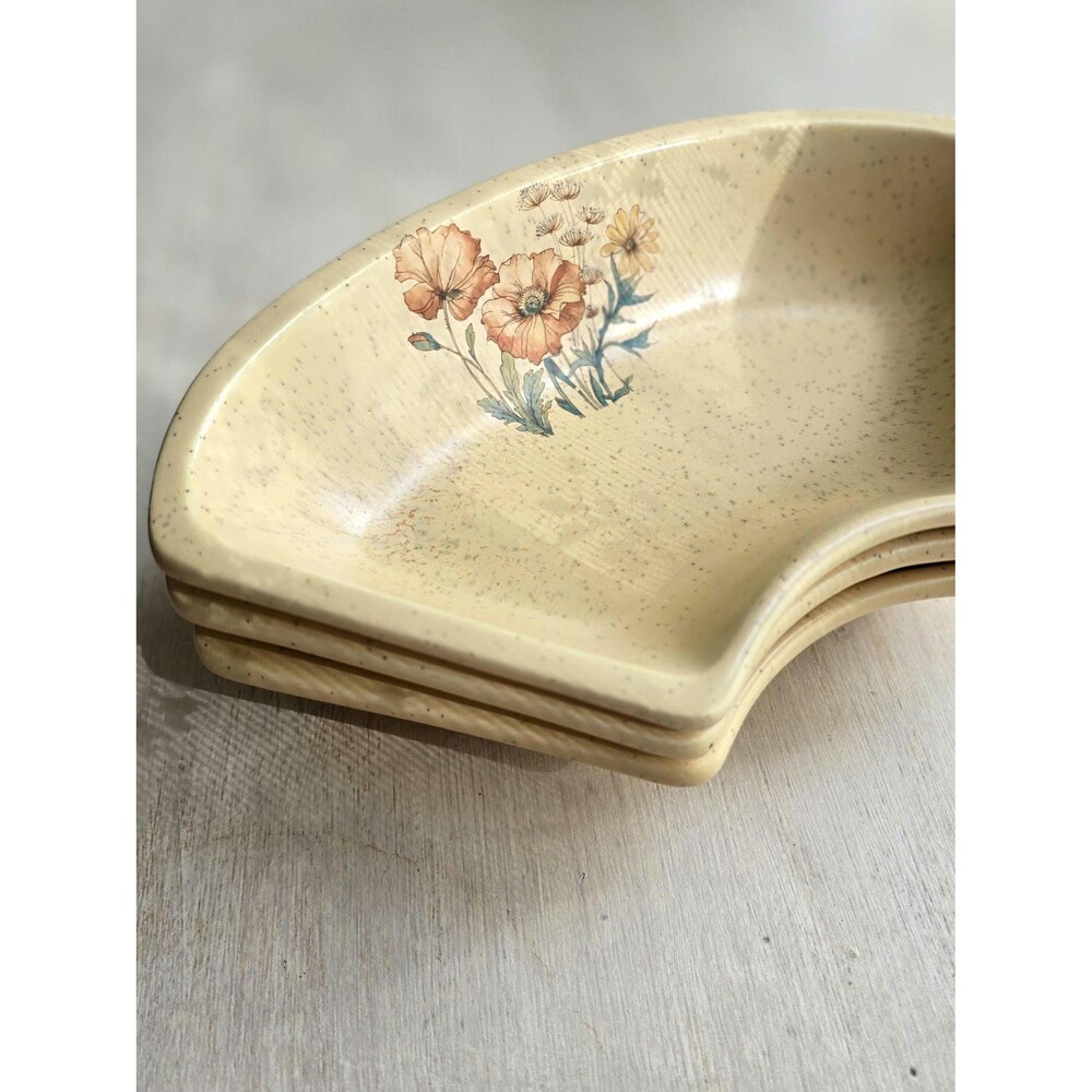 Vintage Treasure Craft USA Ceramic Bowls: Yellow Speckled Wildflower Set